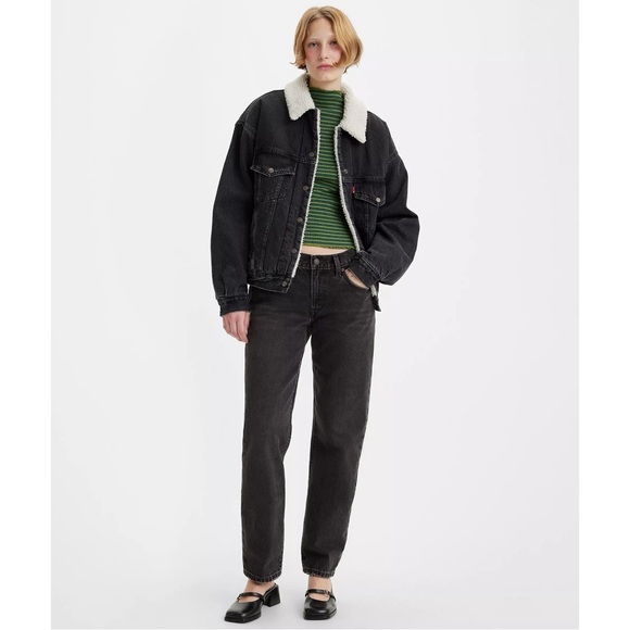 Levi's Premium Middy Straight Washed Black Mid Rise Straight Leg Jeans sz 32 - Picture 5 of 12